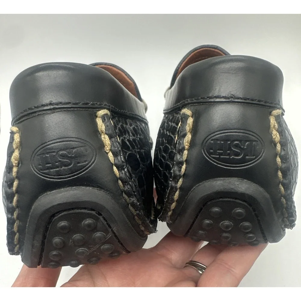 H.S Trask & Co. Crocodile Shoes Black VIBRAM Men's 8M Casual Wear